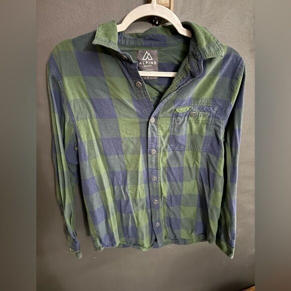 Alpine Design Men's Button Down Flannel Shirt Size Small Blue Green - Picture 1 of 4